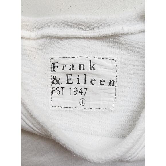 Frank & Eileen Sweatshirt Womens Large White Crewneck Pullover Raw Hem Cotton - Picture 10 of 11